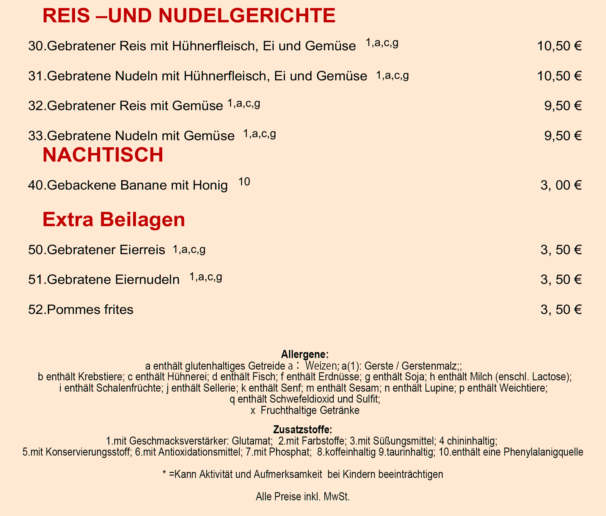 Restaurang Gourmet Tempel Speisekarte